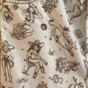 Reformation Western-Themed Brown and Cream Bottoms